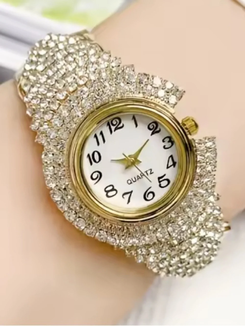 Anthropologie Gold Crystal Bracelet Watch